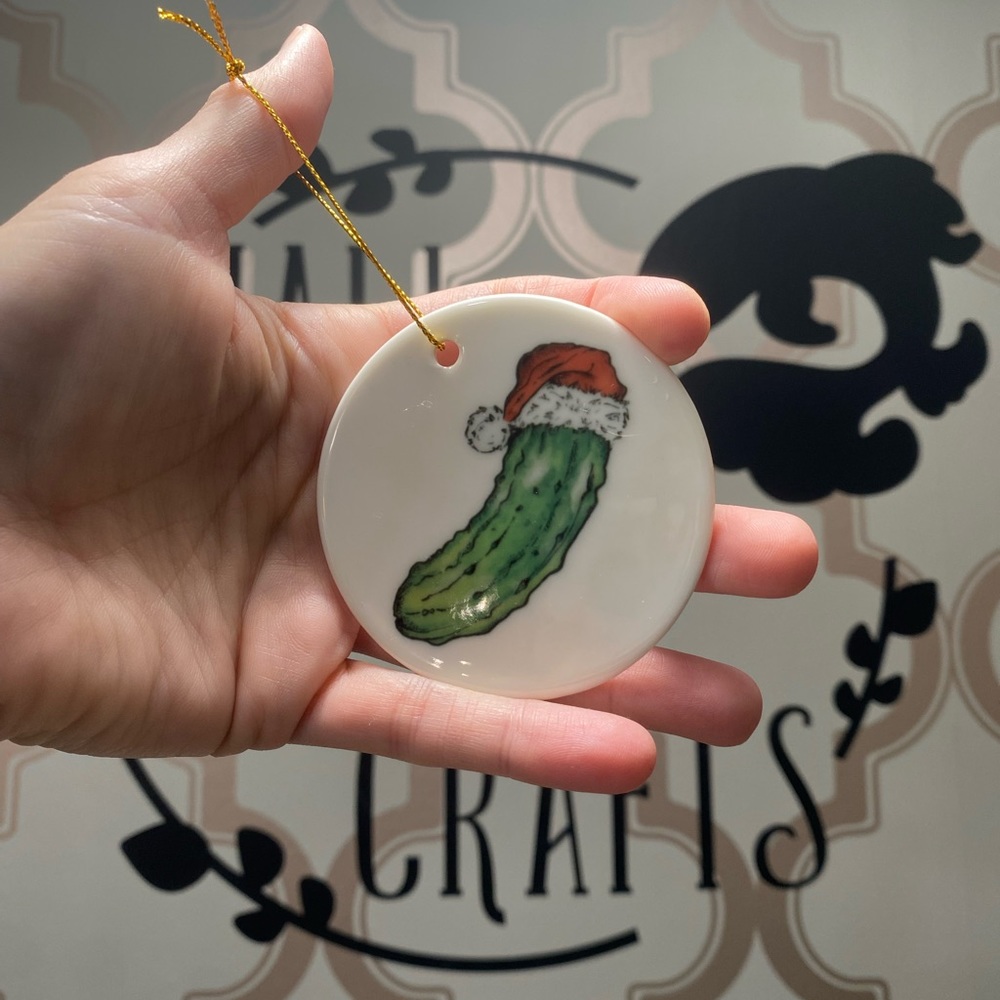 Christmas pickle ceramic ornament - Picture 2 of 4
